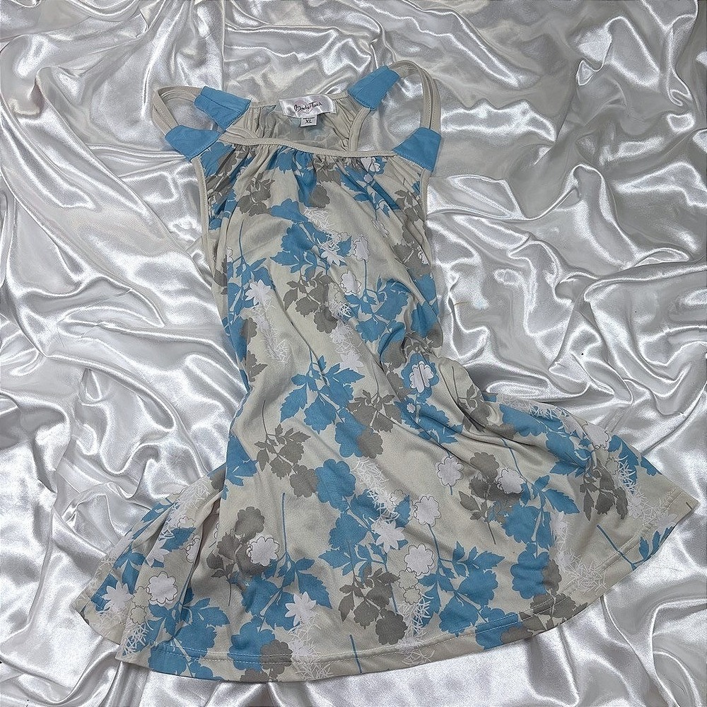 y2k Tank Top Blue Excellent Floral Body Touch Sleeveless XL